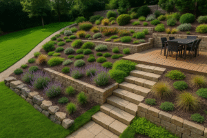 amenager un jardin en pente