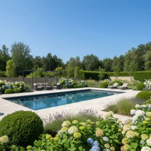 Aménagement autour d'une piscine